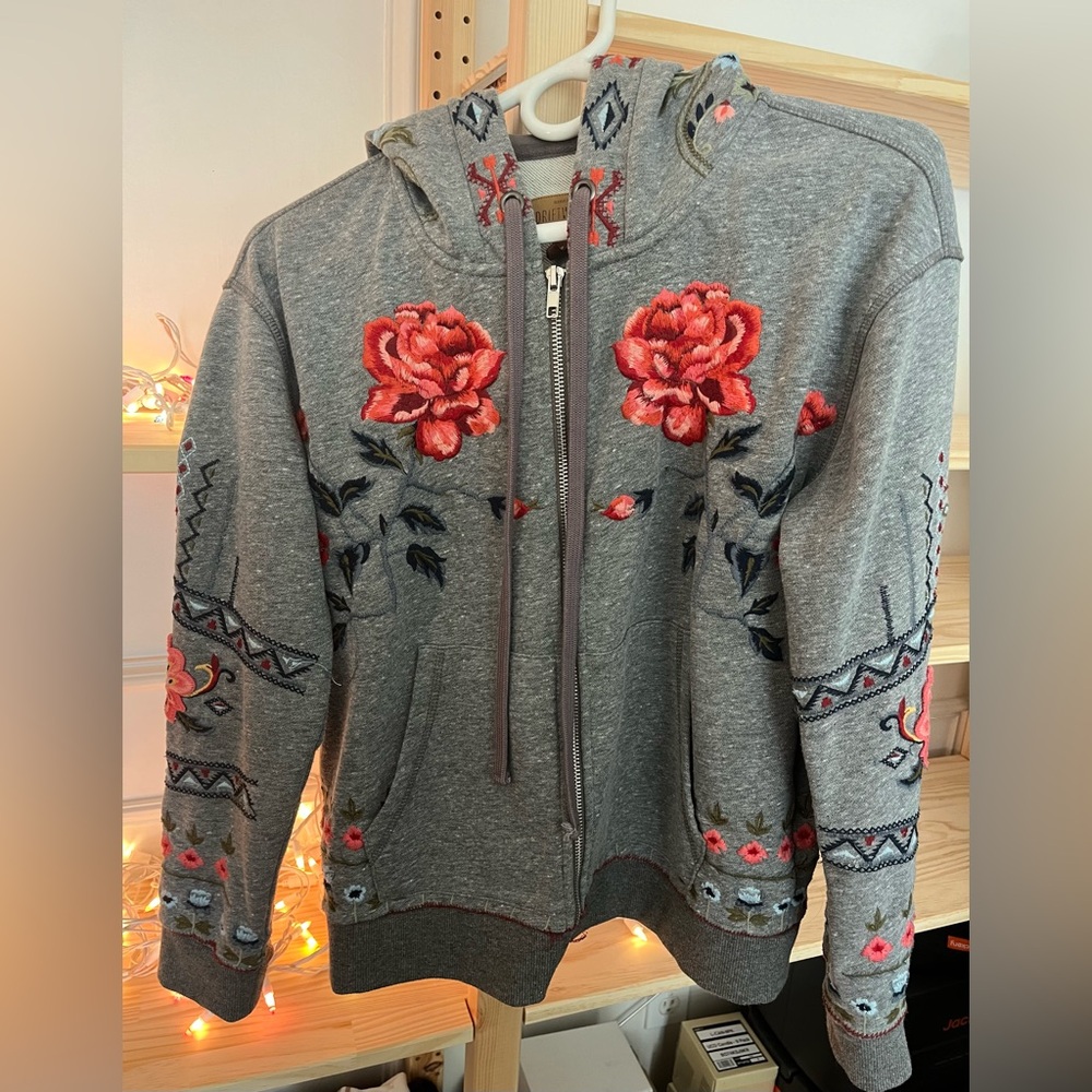 Driftwood Gray Embroidered Hoodie Sweatshirt